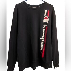 Champion Fleece Crewneck Vertical Logo Sweatshirt Navy Blue  Men XL